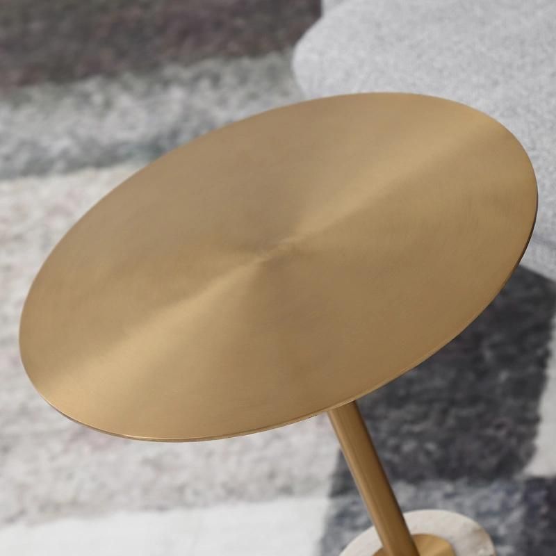 Modern Furniture Black Nature Stone Round Titanium Coffee Table