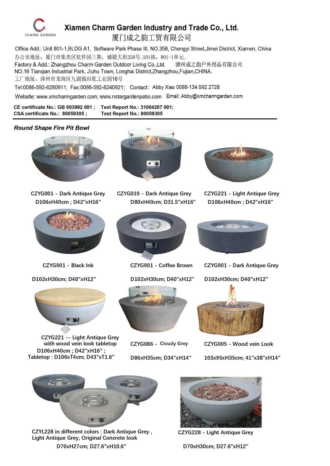 Ready to Ship Charm Garden Outdoor Patio Propane or Natural Gas Modern Fire Pit Table