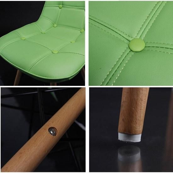 Wooden Leg PU Leather Cover Plastic Dining Chair