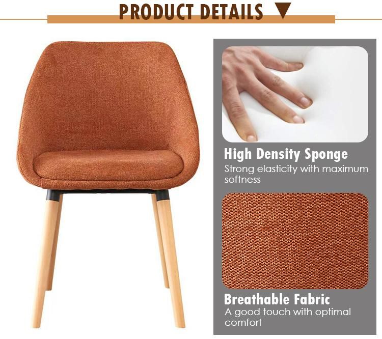 Nordic Style Dining Room Furniture Comfortable Velvet Fabric Seat Dining Chair with Beech Wood Legs