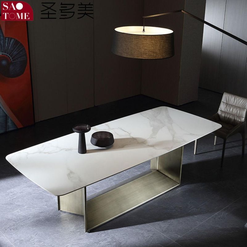 Modern Rock Furniture Stainless Steel Antique Bronze Dining Table