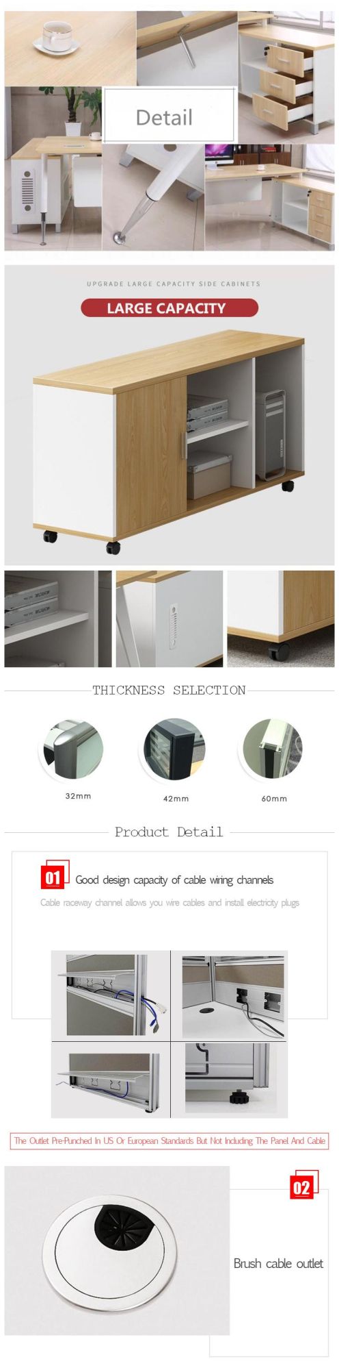 Modern 1.8 Meters MDF Manager Office Computer Table with Metal Leg