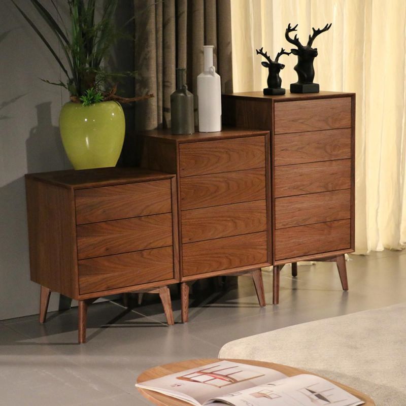 Modern High Legs Multiple Solid Wood Living Room Drawer Cabinet