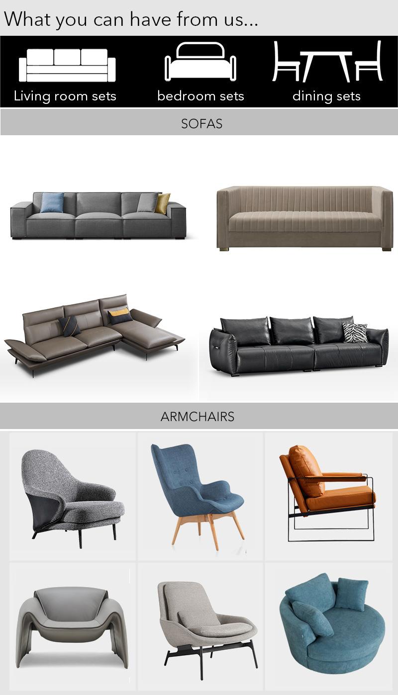 Modern Leisure Home Fabric Sectional Seatings Leather Corner Couches Mags Modular Low Arm Sofa for Living Room Furniture