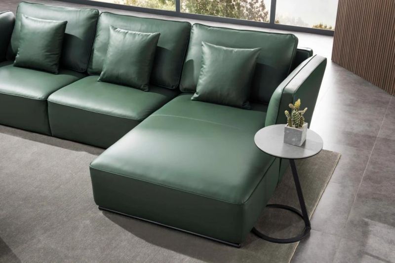 Factory Price Modern Home Furniture Sofa Green Leather Sofa Living Room Furniture GS9040