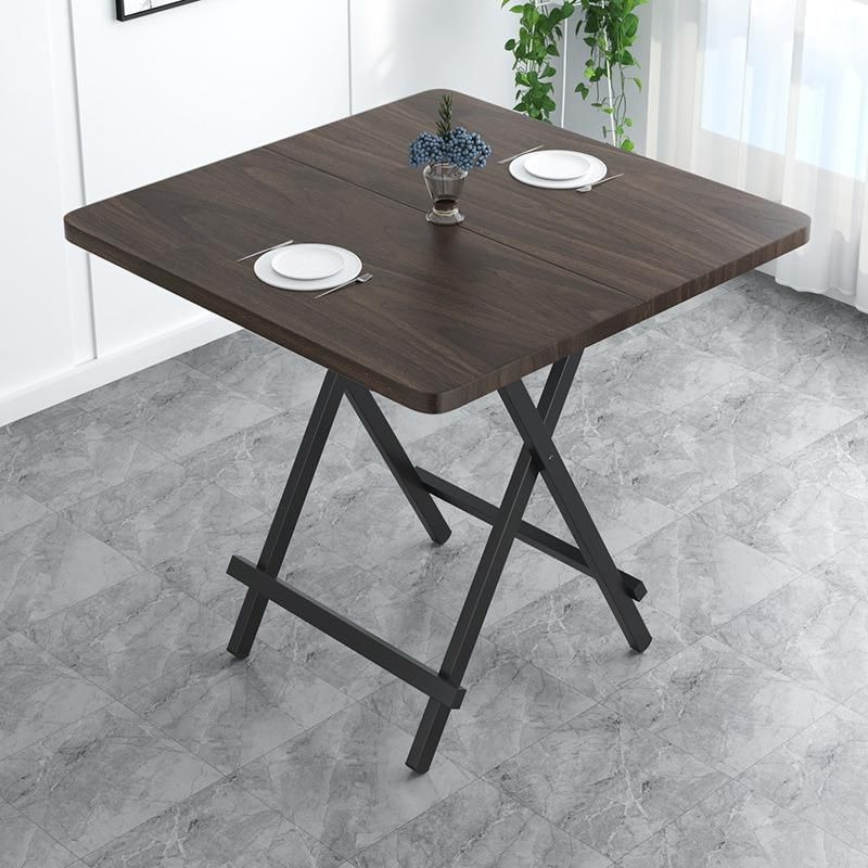 China Wholesale Home Outdoor Kitchen Restaurant Furniture MDF Top Metal Stand Folding Dining Table