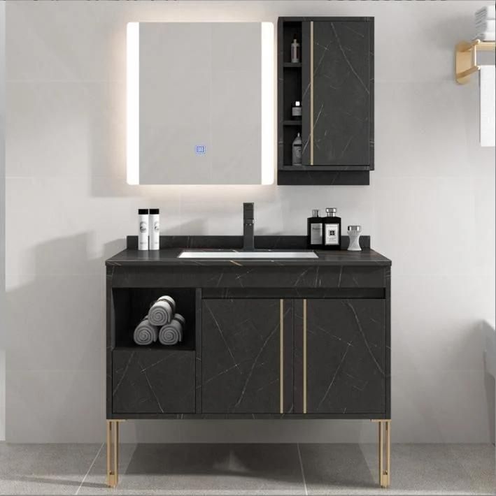 China Factory Wholesale Light Luxury Bath Cabinet Rock Board Modern Simple Bathroom Furniture Bathroom Vanity