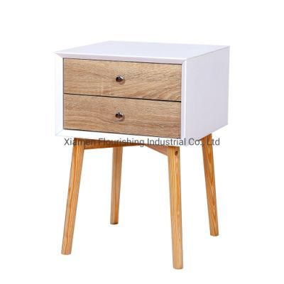 Living Room Two Drawers Wood Night Table, Easy to Assemble and Move, Nice Design Nighttable