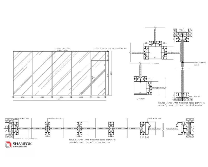 Glass Floor to Ceiling Office Removable Office Decorative Partition Wall