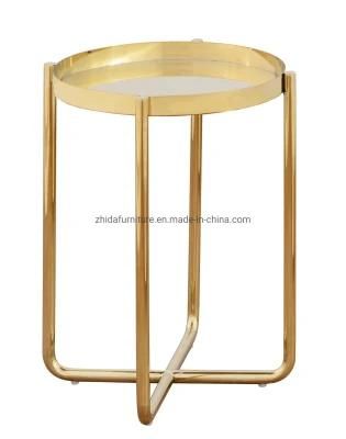 Metal Power Coating Gold Color Side Table for Coffee Shop