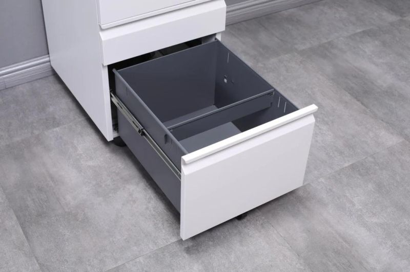 Modern Simple Office 3 Drawer Metal Gooseneck Mobile Cabinet