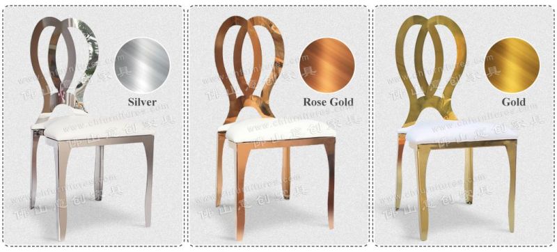 Ycx-Ss55 New Design Stainless Steel Oval Back Brown and Gold Chairs