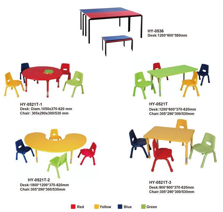 Rectangle Green Color Kids Table and Chair Daycare Furniture