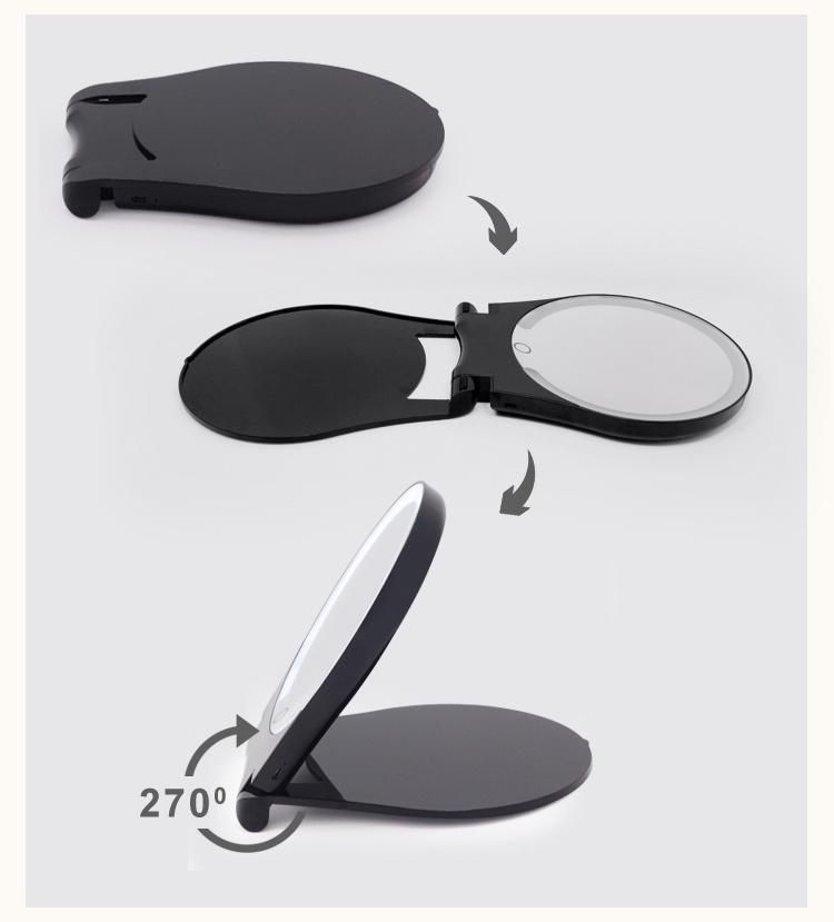 Slim Design Foldable High Definition LED Makeup Mirror with Touch Sensor 10X Magnifying Mirror