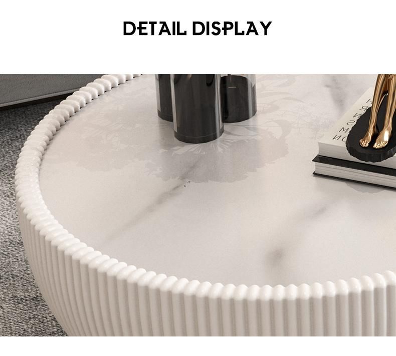 New Design PU Leather Sintered Stone Bowl Tea Table
