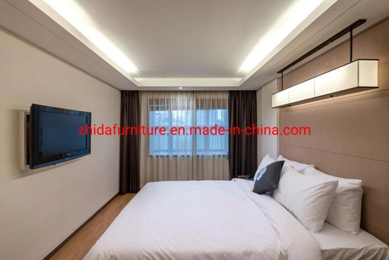 Modern Interior Pink Wall 5 Star Customized Theme Hotel Furniture Single Double Apartment Bedroom Room Queen King Size Bed with Living Room Sofa