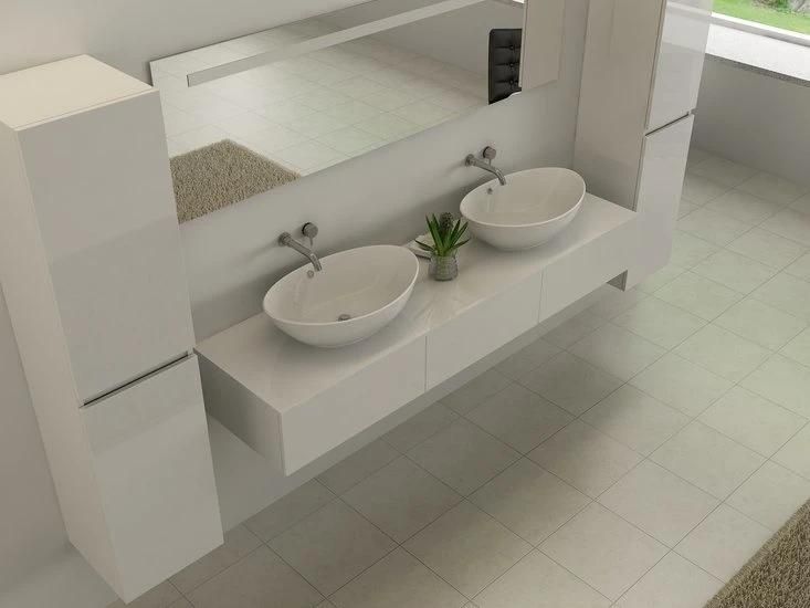 Modern New Design Bathroom Furniture with Double Sink and Mirror Cabinet