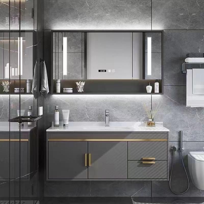 Light Luxury Rock Plate Bathroom Vanity Modern Simple Cabinet Combination Bathroom Intelligent Mirror