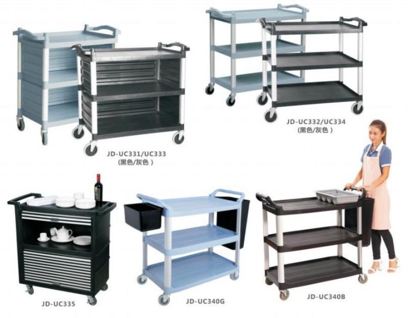 Kitchen Trolley Plastic Restaurant Service Trolley Food Serving Storage Trolley