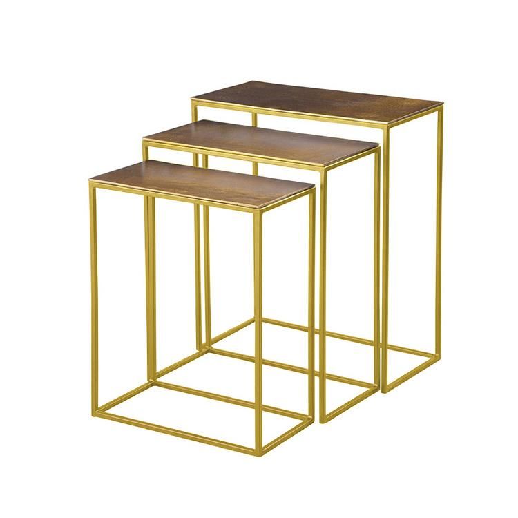 Metal Wood Tea Table Coffee Table Side Table Furniture for Bedroom or Living Room Suit