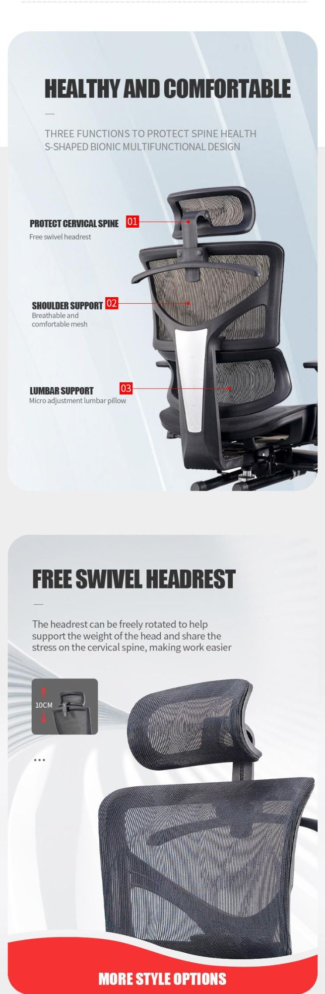 Modern High Back Comfortable BIFMA Mesh Manager Executive Ergonomic Office Chair with Footrest