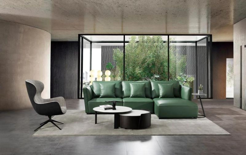 Factory Price Modern Home Furniture Sofa Green Leather Sofa Living Room Furniture GS9040