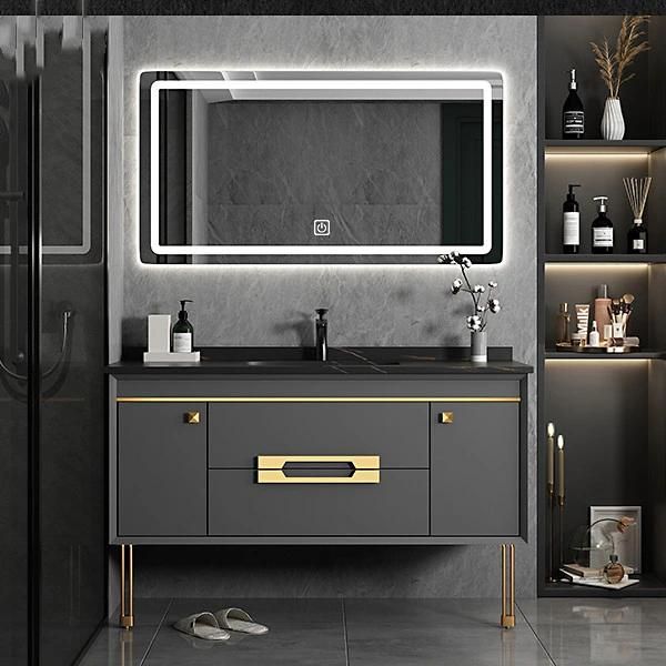 Modern Luxury Bathroom Cabinet Furniture LED Light Glass Mirror Vanity