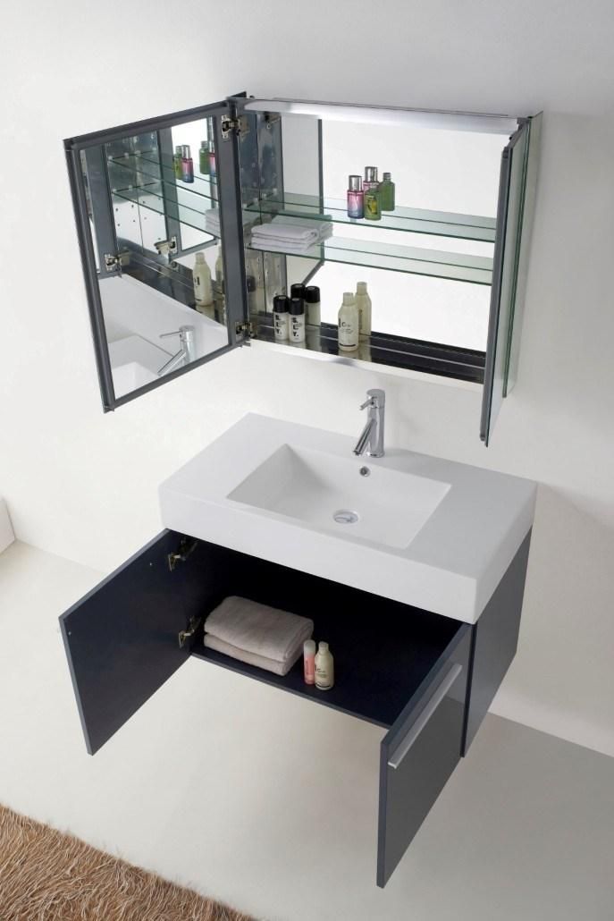 Modern Melamine MDF Wall Mounted Bathroom Vanity with Mirror Cabinet