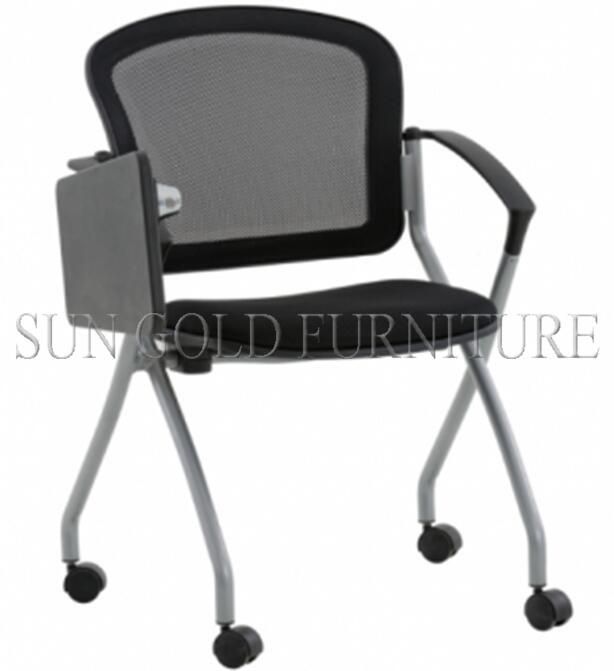 High Quality Folding Chair Office Training Room Chair Stackable Student Mesh Chair with Writing Pad