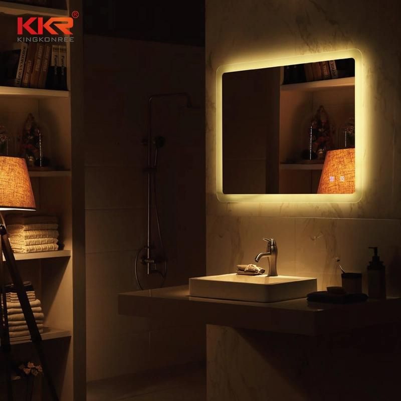 LED Lighted Mirror Bathroom Vanity Wall Mounted Makeup Mirror Backlit with Touch Button Anti-Fog and Waterproof Function