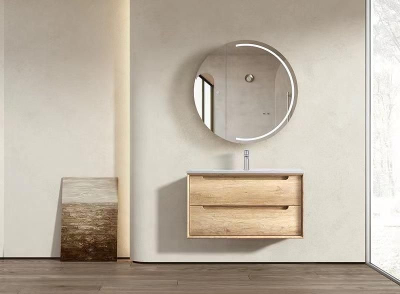 Modern Luxury Solid Wood Bathroom Cabinet Wall Mounted with Ceramics Sinks Bathroom Vanity