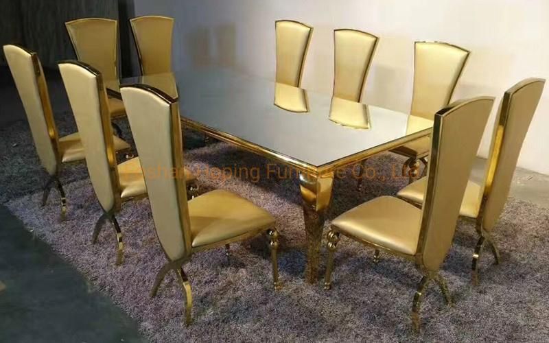 Modern Cheaper Table Luxury Silver Stainless Steel Frame Marble Dining Table for Home Restaurant Furniture Set