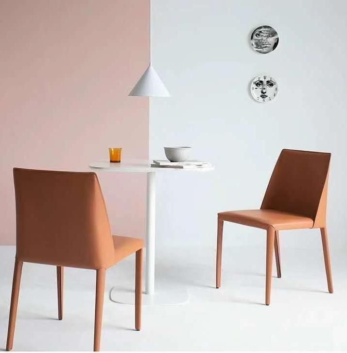 Modern Simple Deisng Saddle Hard Leather Restaurant Cafe Dining Chair