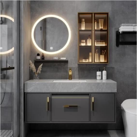 Light Luxury Toilet Rock Board Bathroom Cabinet Combination Modern Simple Hand Wash Basin Wash Basin Wash Table One Mirror Cabinet