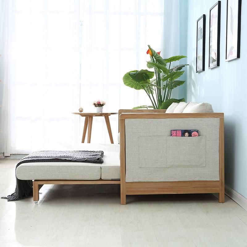 Multifunctional Solid Wood Sofa Bed Living Room Solid Wood Sofa Modern Simple Nordic Style Sofa Bed Made of White Oak