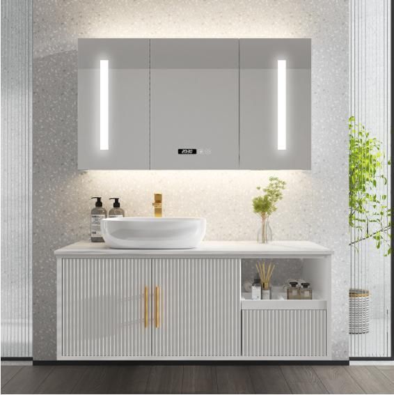 Space Aluminum Bathroom Cabinet Combination Toilet Wash Basin Integrated Ceramic Rock Board Washbasin Balcony Wash Table Mirror Cabinet