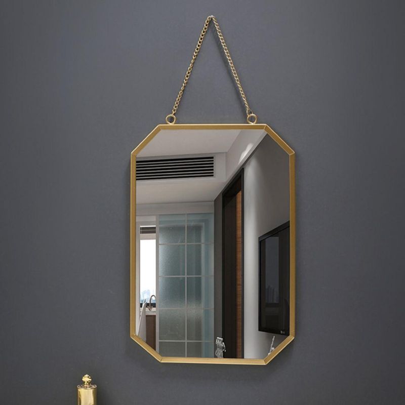 Metal Bathroom Mirror Wall Hanging Silver Makeup Mirror in Round Square