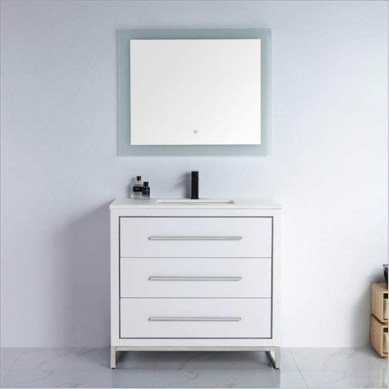 Simple Solid Wood Bathroom Vanity with Ceramics Top Modern Luxury