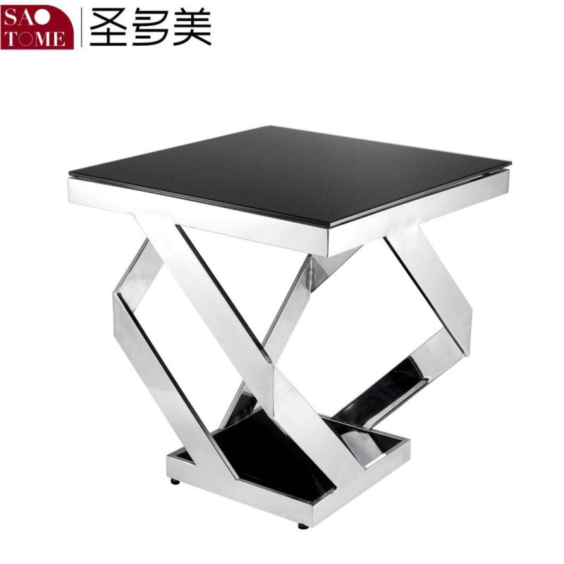 Modern Practical Stainless Steel Glass Coffee Table