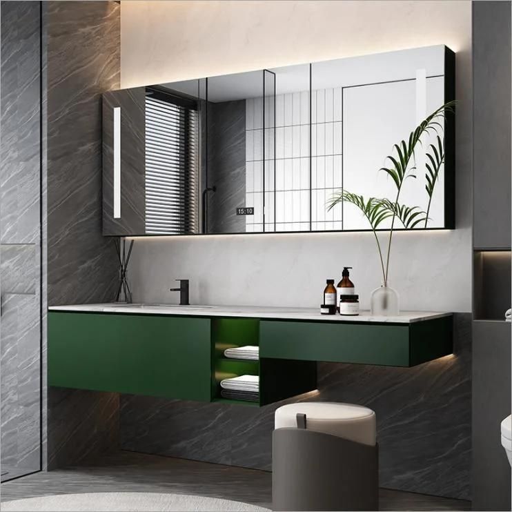 Rock Plate Integrated Basin Bathroom Cabinet Combination Modern Simple Toilet Washbasin Washstand Intelligent Solid Wood Bathroom Cabinet