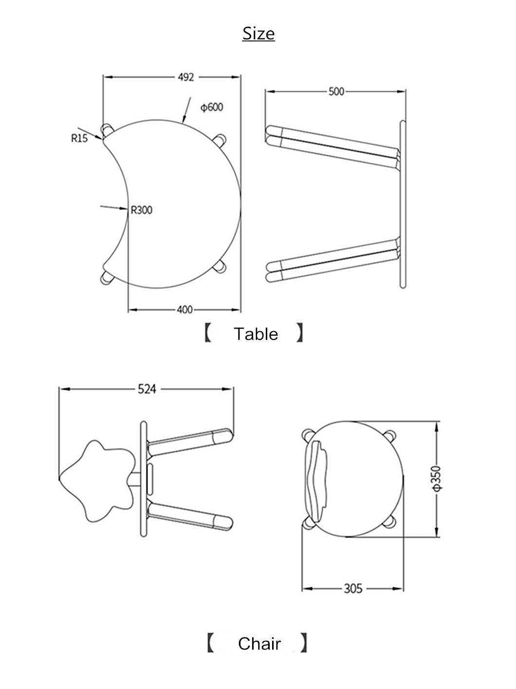 Solid Wood Kids Table and Chair Moon Study Table Kindergarten Furniture