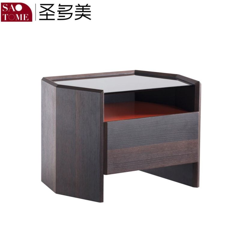 Light Luxury Bedside Table Modern Bedroom Simple Round Walnut Nightstand