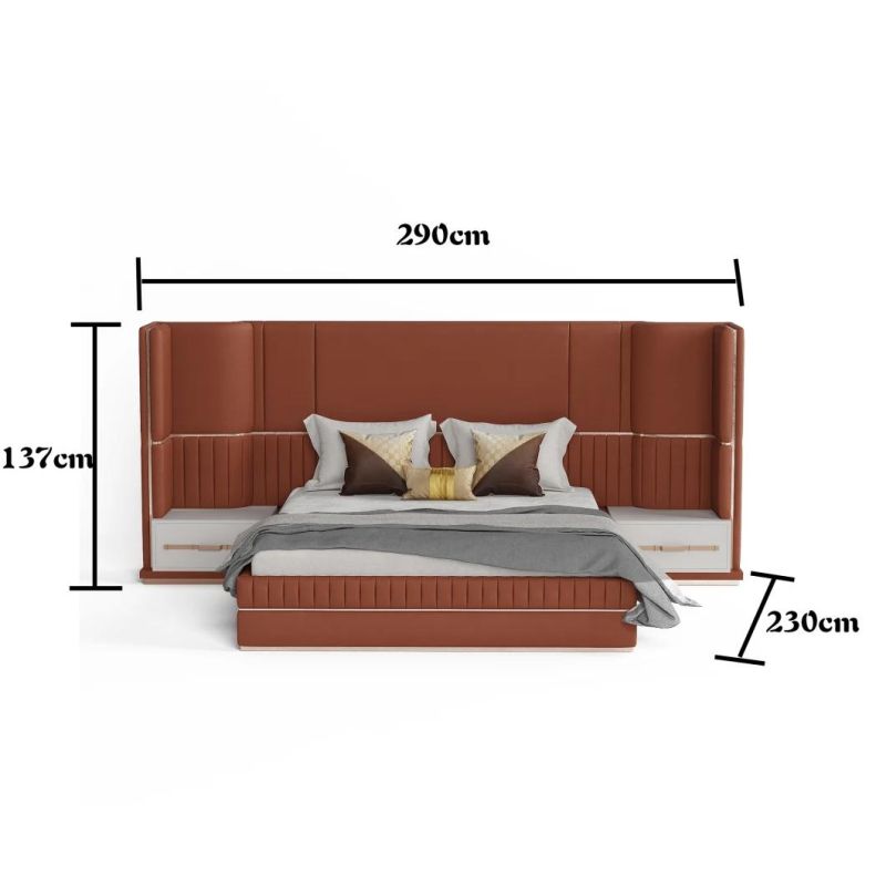 High Quality Modern Style Design Hotel Home Furniture King Size Double Bedroom Bed Set with Platform