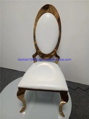 White Stool Event Party Rose Gold Stainless Steel Wedding Dining Chair for Rental