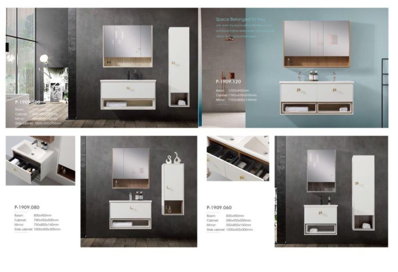 Modern Style Wall-Hung Bathroom Vanities with Mirror Cabinet