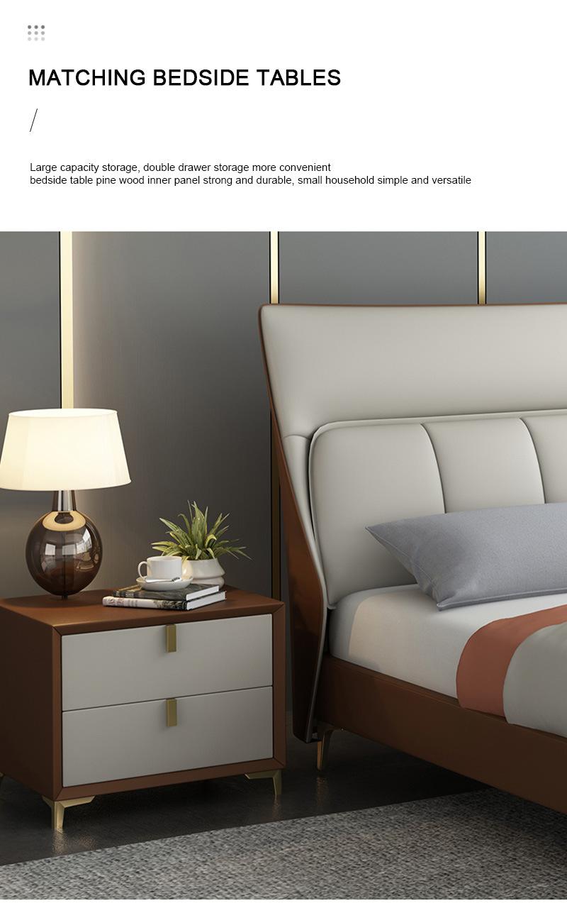 Foshan Factory Wholesale 1.8m Bedroom Furniture Bed Frames Modern Leather King Size Bed