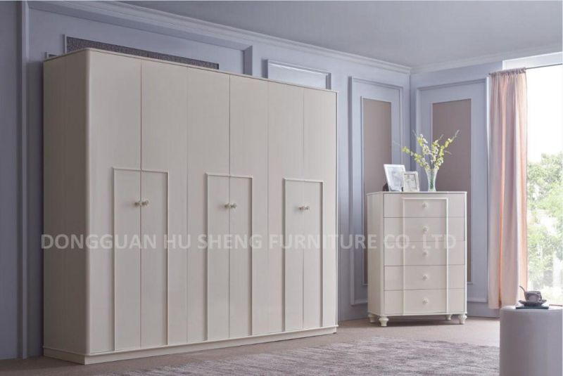 Solid Wooden and MDF Cream White Color Painting Modern Bedroom Furniture