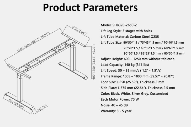 Height Adjustable Electric Sit Standing Desk for Home Office