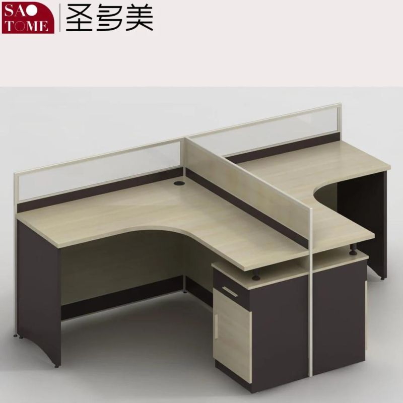 Office Furniture Two-Seater Desk with Fixed Cabinet