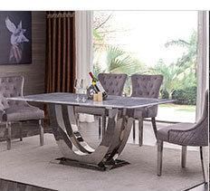 Large 40 50 Inch Luxury Modern Home Hotel Marble Metal Dining Table